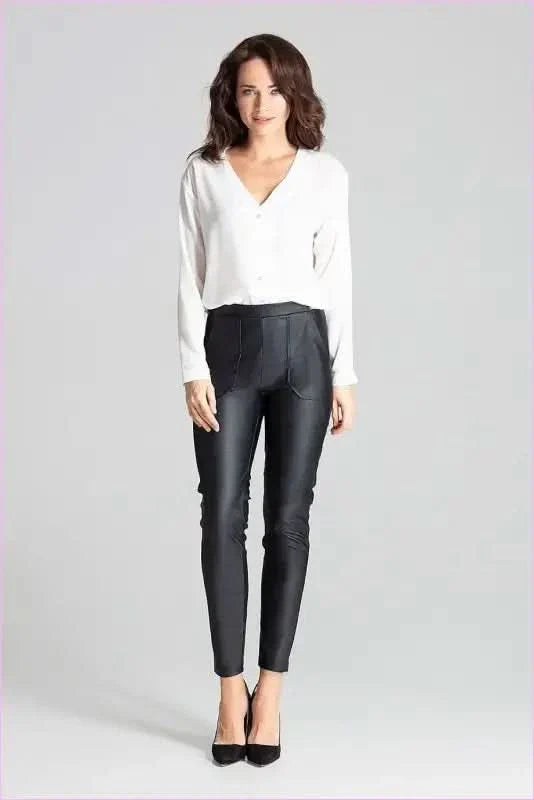 Grey Eco Leather Trousers Unique Style
