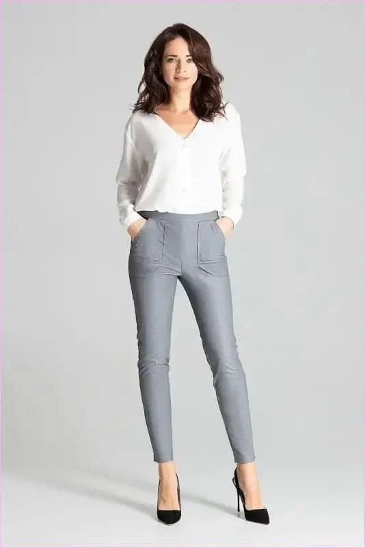 Grey Eco Leather Trousers Unique Style