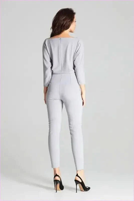 Grey Kimono Sleeve Jumpsuit Unique Style Fashion