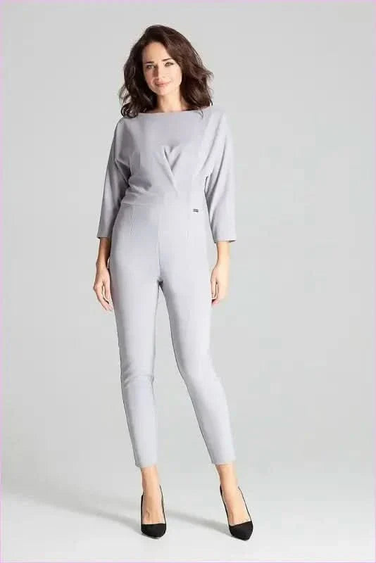 Grey Kimono Sleeve Jumpsuit Unique Style Fashion