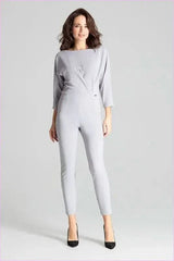 Grey Kimono Sleeve Jumpsuit Unique Style Fashion