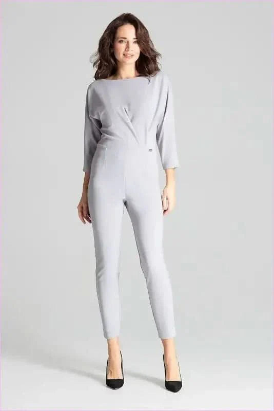 Grey Kimono Sleeve Jumpsuit Unique Style Fashion