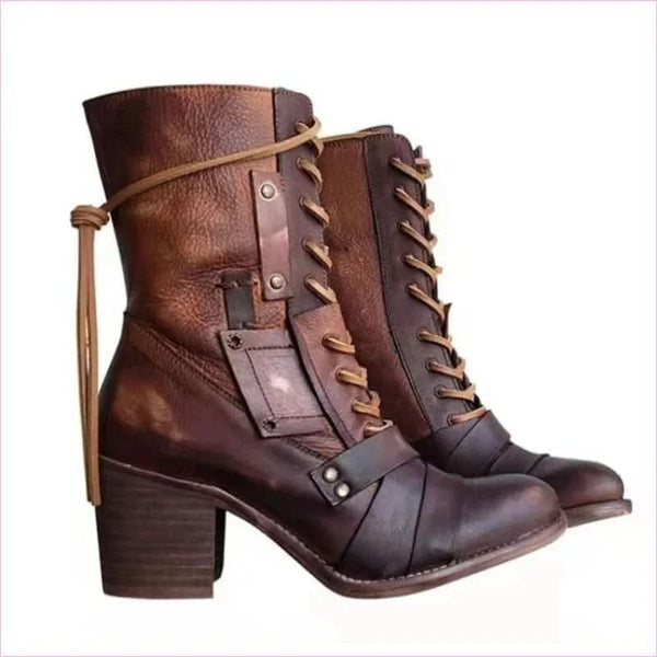 Heel Pointed Toe Steampunk Calf Length Boots for a Bold Look