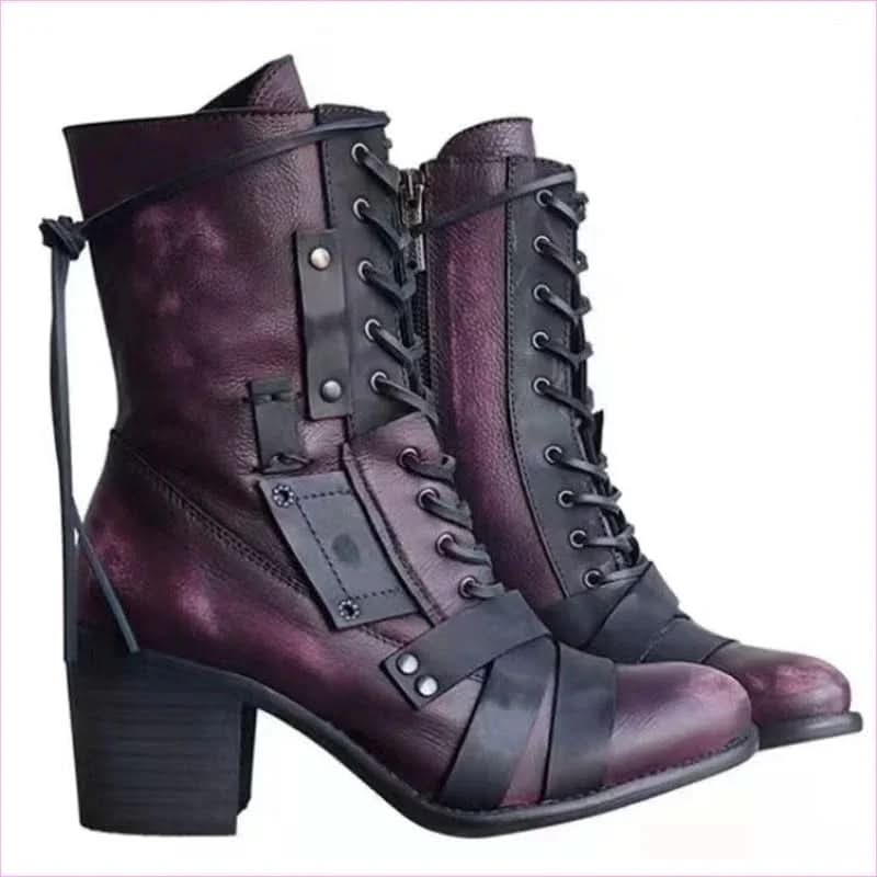 Heel Pointed Toe Steampunk Calf Length Boots for a Bold Look