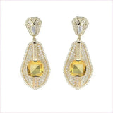 High-end Heavy Square Diamond Fan-shaped Inlaid Zircon Earrings