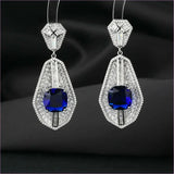 High-end Heavy Square Diamond Fan-shaped Inlaid Zircon Earrings
