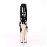 High Heel Leather Lace Up Boots for Drag Queens in Black and Rose Gold