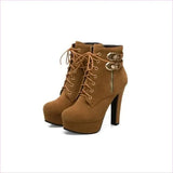 High-heeled Short Ankle Drag Boots with Gold Buckles
