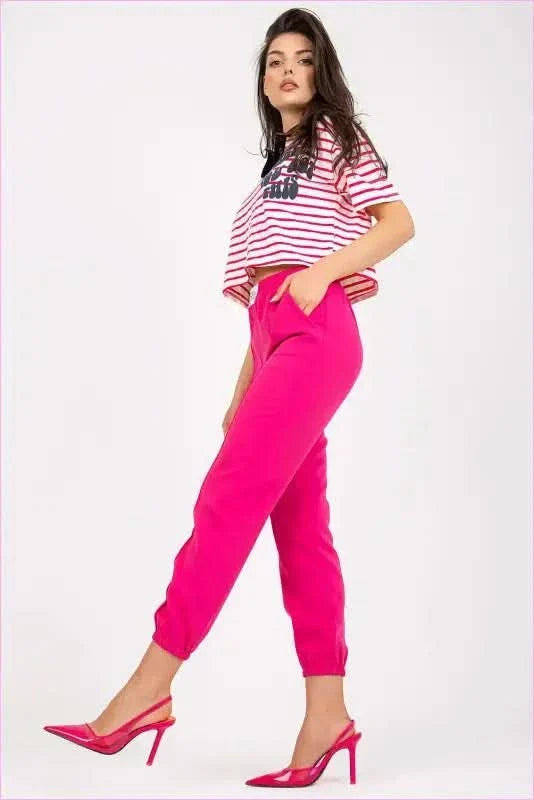 High Rise Elastic Waist Pants Women's Fashion