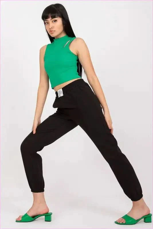 High Rise Elastic Waist Pants Women's Fashion