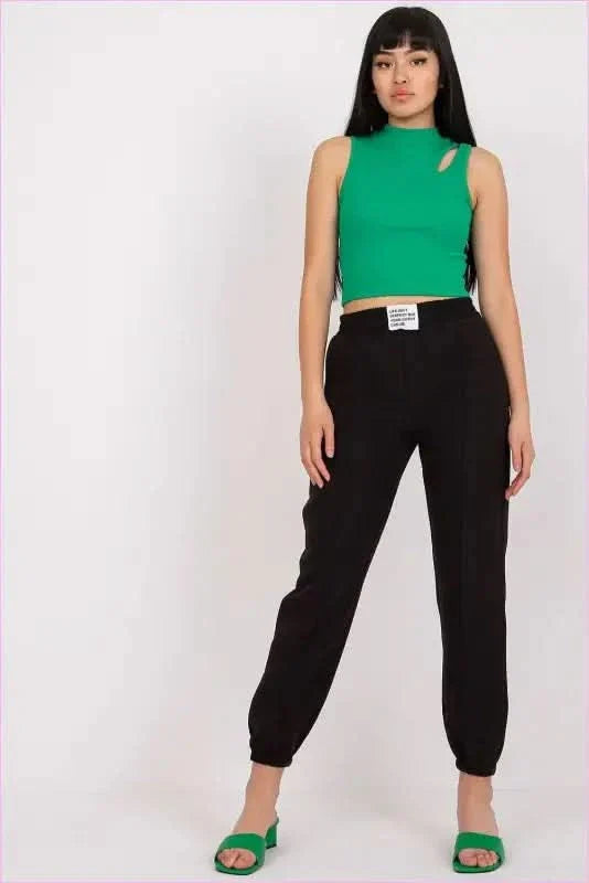 High Rise Elastic Waist Pants Women's Fashion