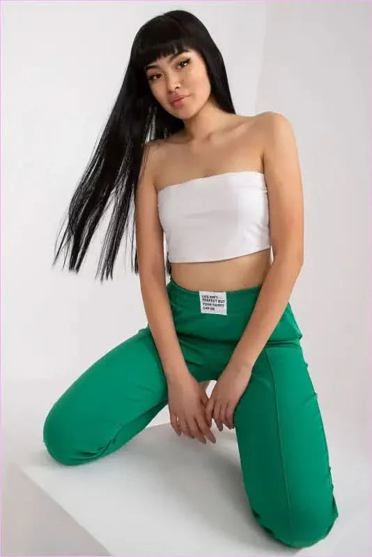 High Rise Elastic Waist Pants Women's Fashion