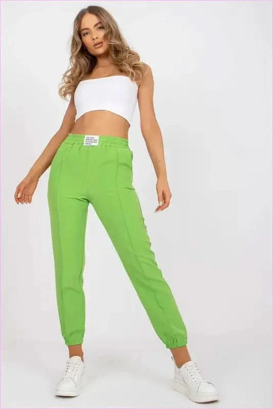 High Rise Elastic Waist Pants Women's Fashion