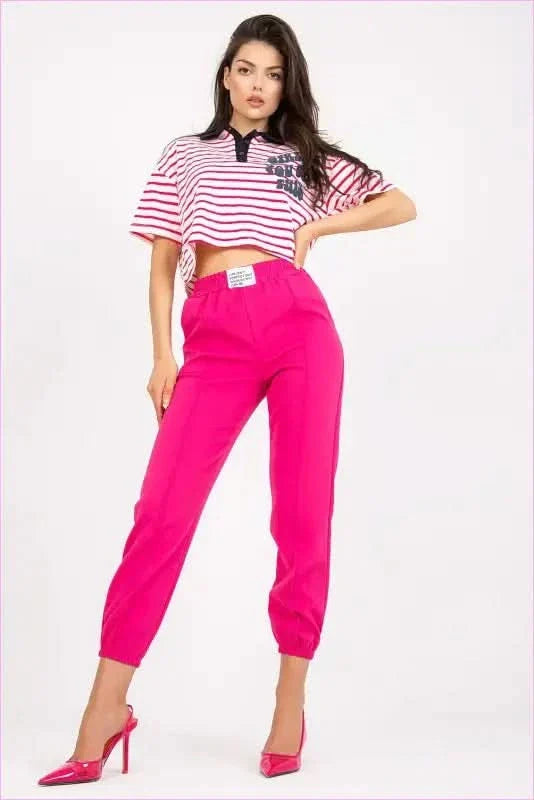 High Rise Elastic Waist Pants Women's Fashion