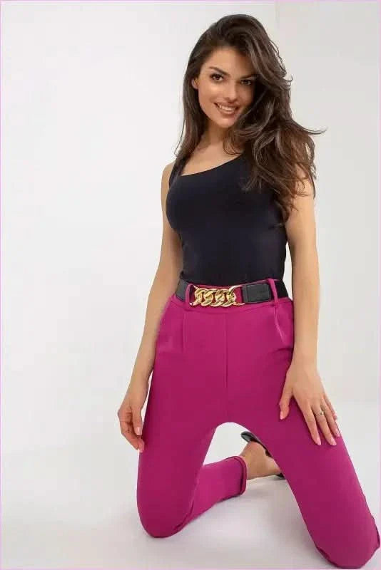 High Rise Fashion Pants with Belt