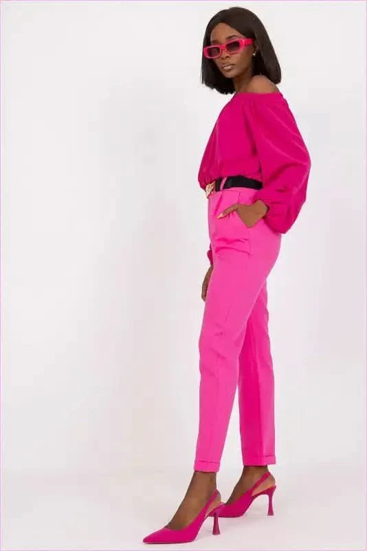 High Rise Fashion Pants with Belt