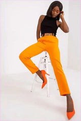 High Rise Fashion Pants with Belt