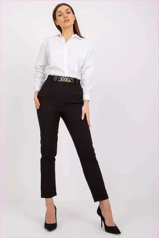 High Rise Fashion Pants with Belt