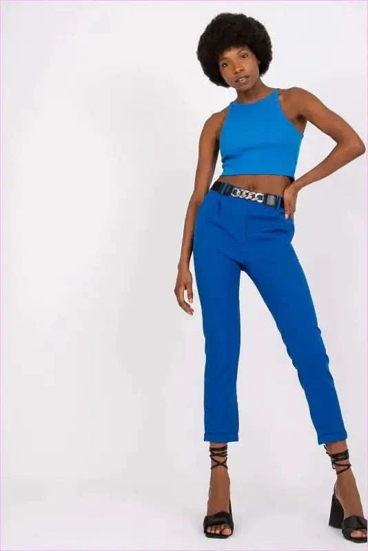High Rise Fashion Pants with Belt