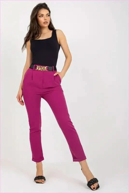 High Rise Fashion Pants with Belt