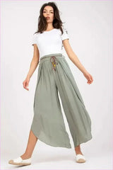 High Waist Fashion Pants Unique Style High Waist Pants Womens Airy Tie Waist Pants