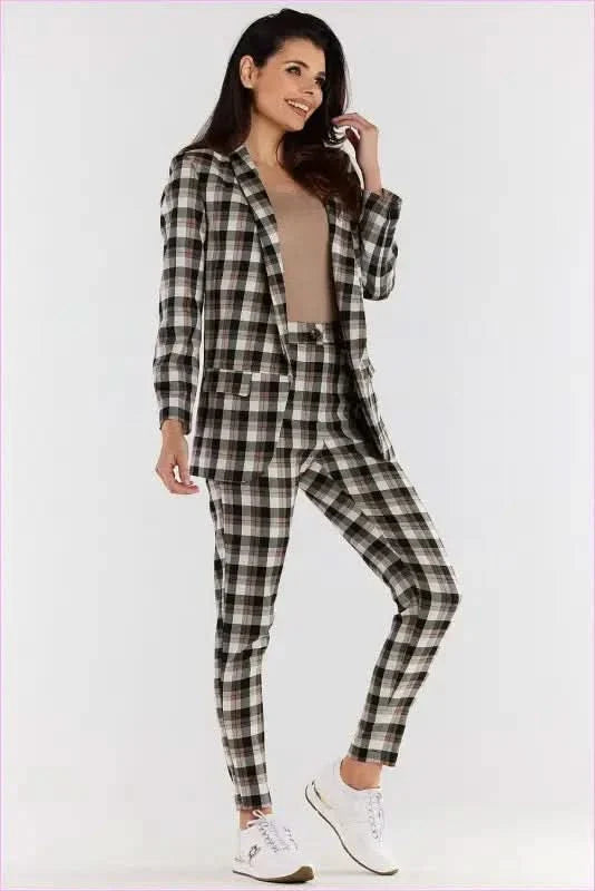High Waisted Plaid Pants Fashion Style