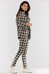 High Waisted Plaid Pants Fashion Style