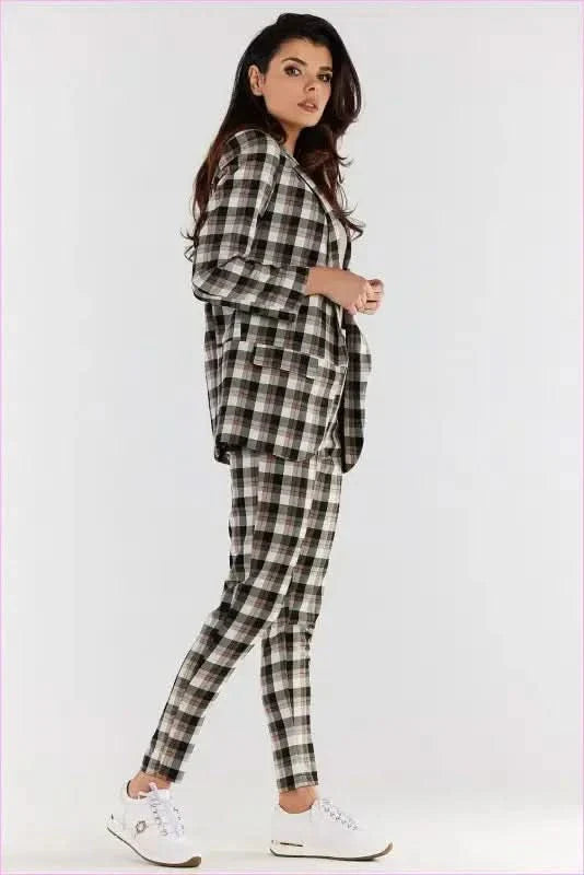 High Waisted Plaid Pants Fashion Style