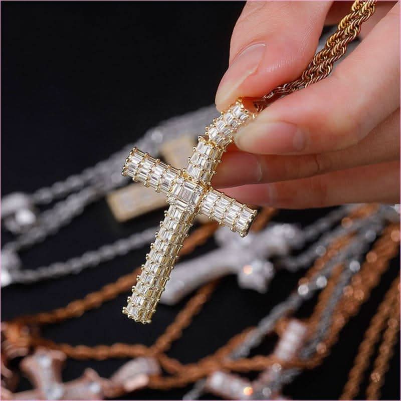 Iced out Stylish Cross Pendant Necklace for Hip-hop Vibe