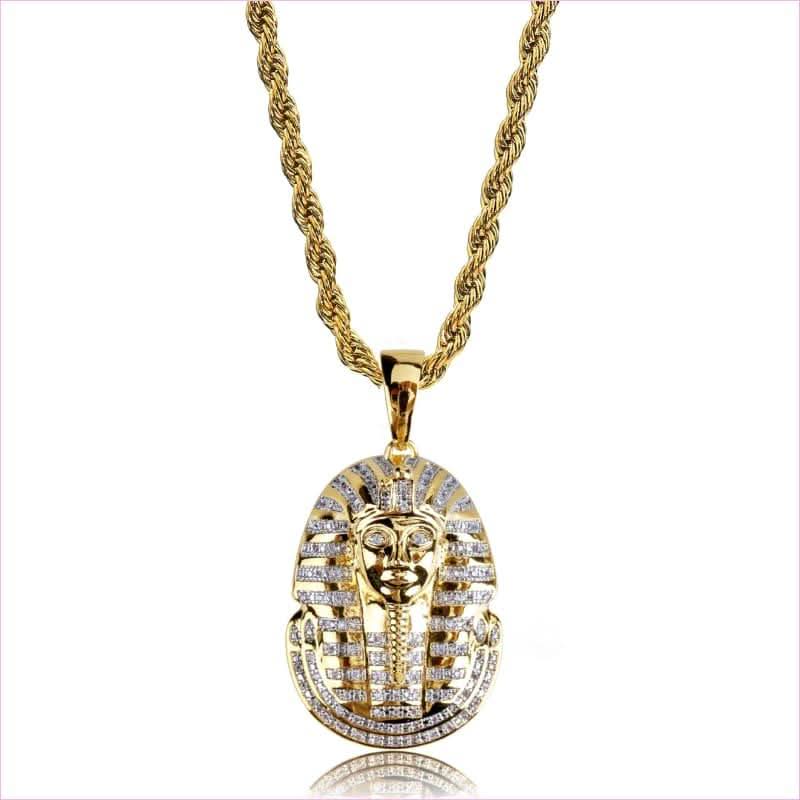 Iced out zircon egyptian pharaoh necklace.