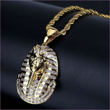 Iced out zircon egyptian pharaoh necklace.