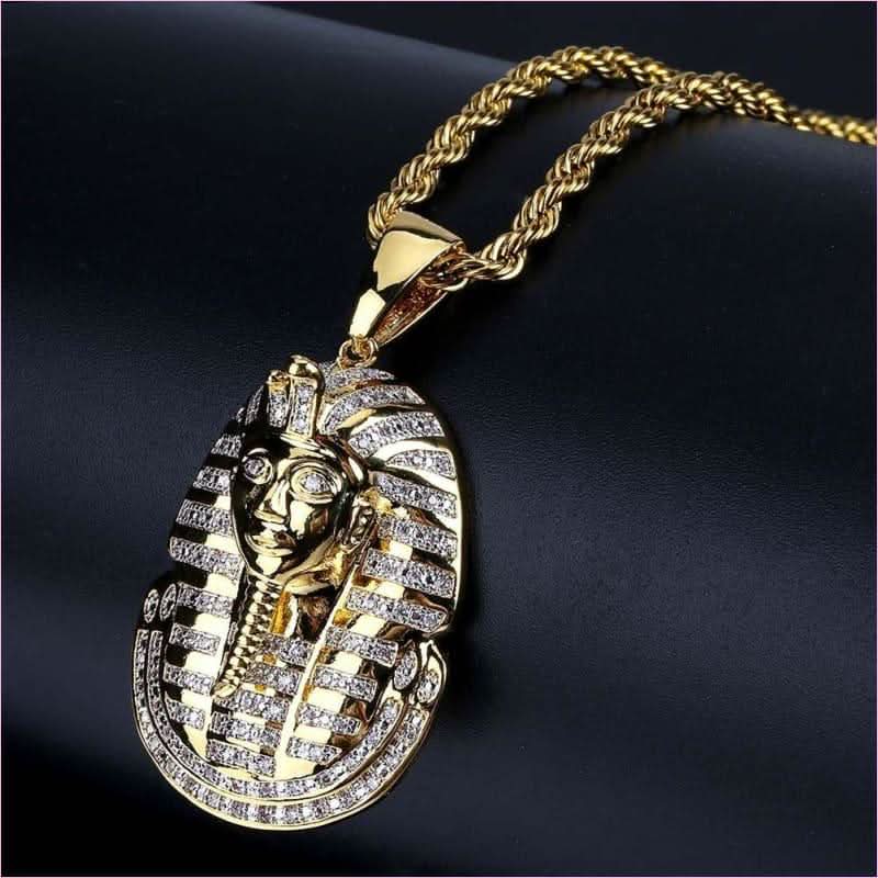 Iced out zircon egyptian pharaoh necklace.