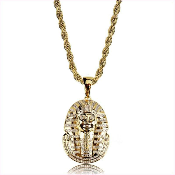 Iced out zircon egyptian pharaoh necklace.