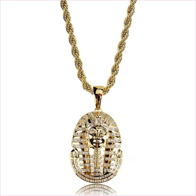 Iced out zircon egyptian pharaoh necklace.