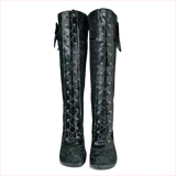 Knee High Victorian Style Boots with Bow and High Heel