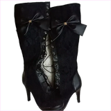Knee High Victorian Style Boots with Bow and High Heel
