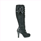 Knee High Victorian Style Boots with Bow and High Heel