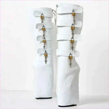 Knee Length Ballet Frontless Unisex Multi Padlock Platform Unique Boots