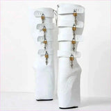 Knee Length Ballet Frontless Unisex Multi Padlock Platform Unique Boots