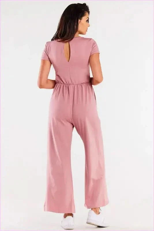 Knit Jumpsuit Heart Neck Polish Style