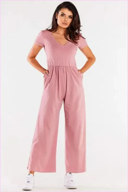 Knit Jumpsuit Heart Neck Polish Style