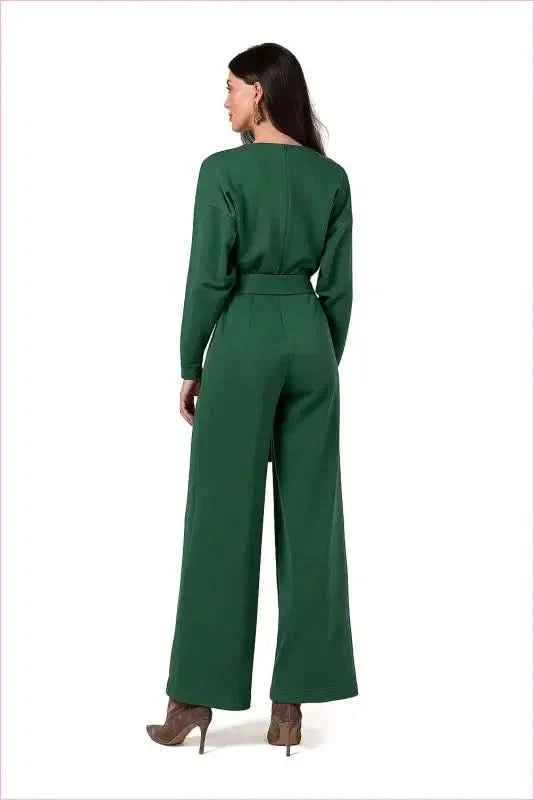 Knit Jumpsuit with Belt Fashion Style