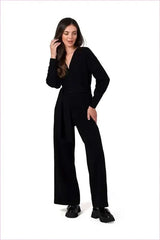 Knit Jumpsuit with Belt Fashion Style