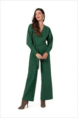Knit Jumpsuit with Belt Fashion Style