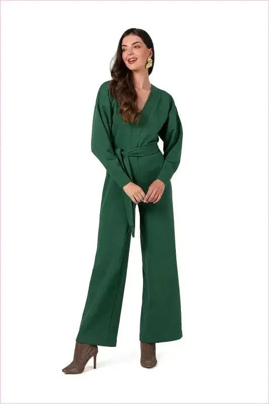 Knit Jumpsuit with Belt Fashion Style