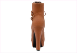 Lace Up Ankle Boots with Buckle Detail and Round Toe