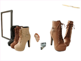 Lace Up Ankle Boots with Buckle Detail and Round Toe