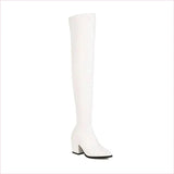 Ladies Chunky Heel Pointed Toe Thigh-high Boots