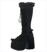 Ladies Faux Fur Round Toe Platform Boots for Winter
