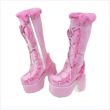 Ladies Faux Fur Round Toe Platform Boots for Winter